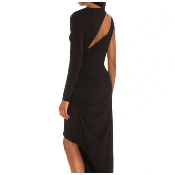 NWT BCBG MaxAzria Black Asymmetric Midi Dress Size M - Picture 3 of 13